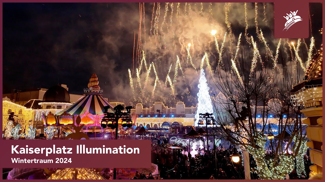 Kaiserplatz Illumination NEW SHOW with FIREWORKS at Phantasialand Wintertraum (2024)