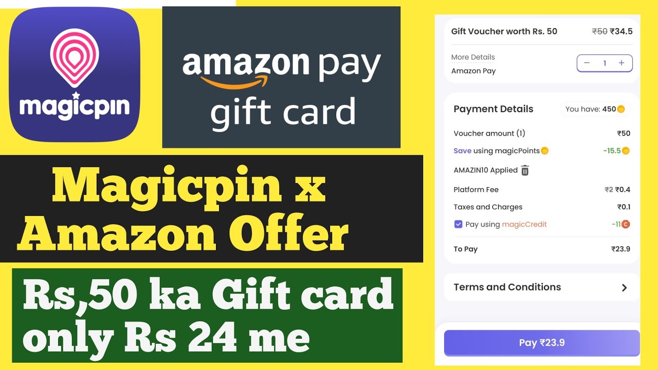 Magicpin New Offer & Trick On biggest descout on Amazon Gift Card Descout with unlimited Trick