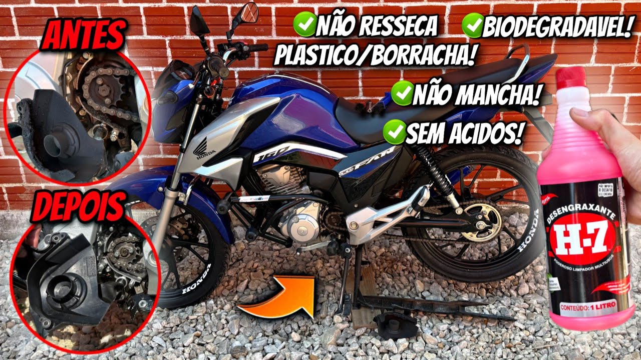 TESTEI O DESENGRAXANTE H7 NA SUJEIRA PESADA DA MOTO