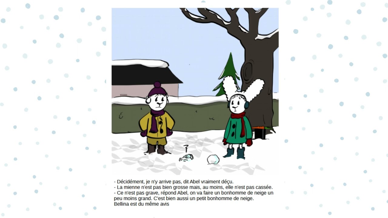 Abel et Belina jouent dans la neige