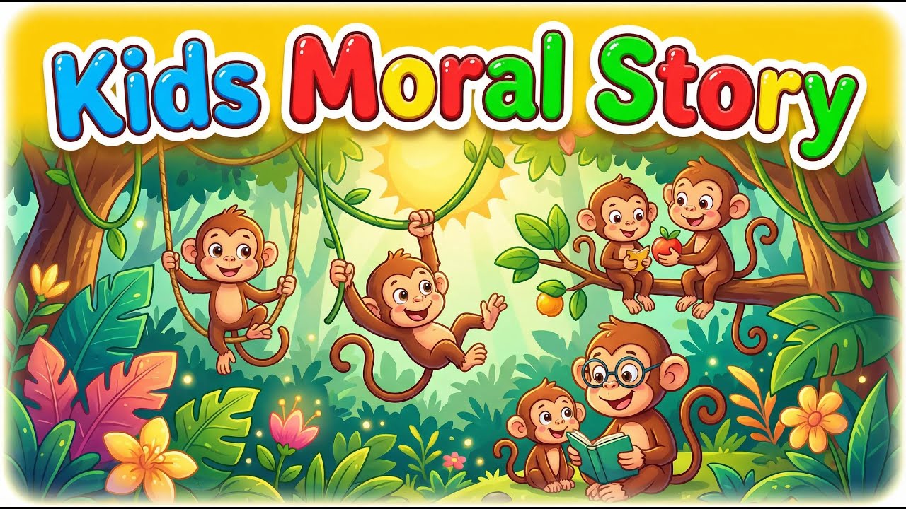 Monkey Stories for Kids 🐒 | Moral Cartoon Stories | Fun spark kids tv