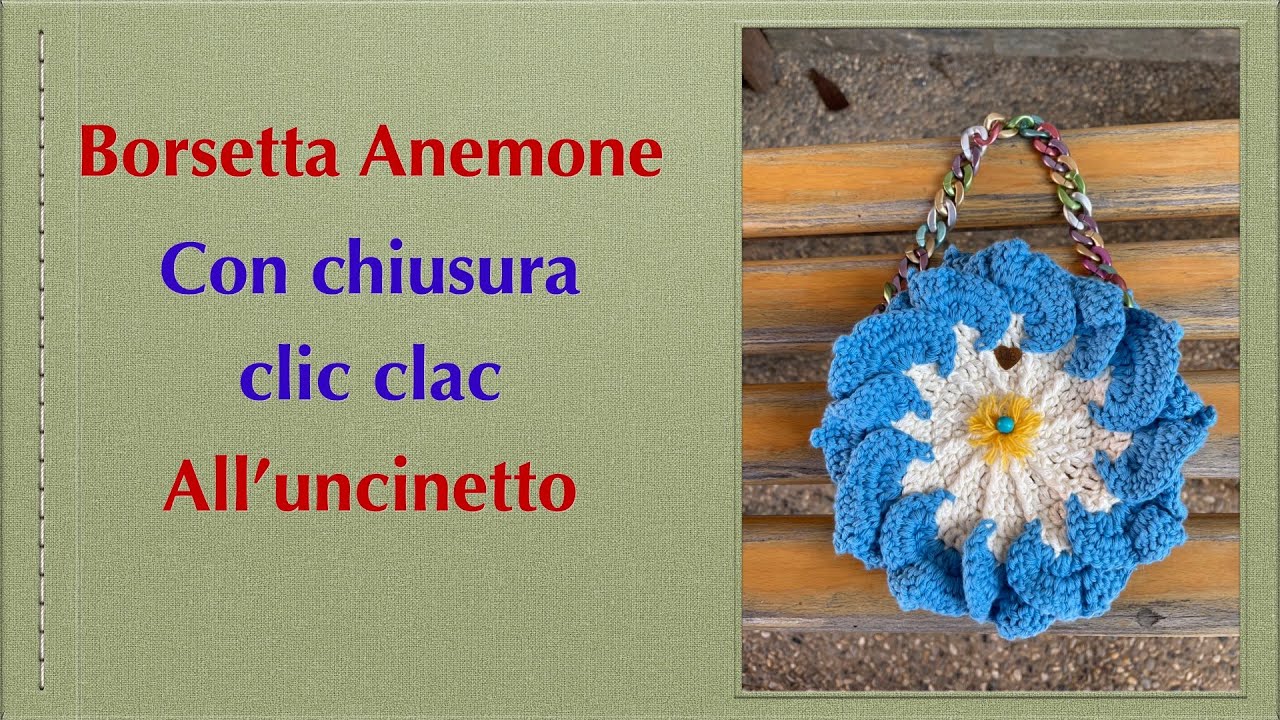 Borsetta Anemone con chiusura clic clac all'uncinetto