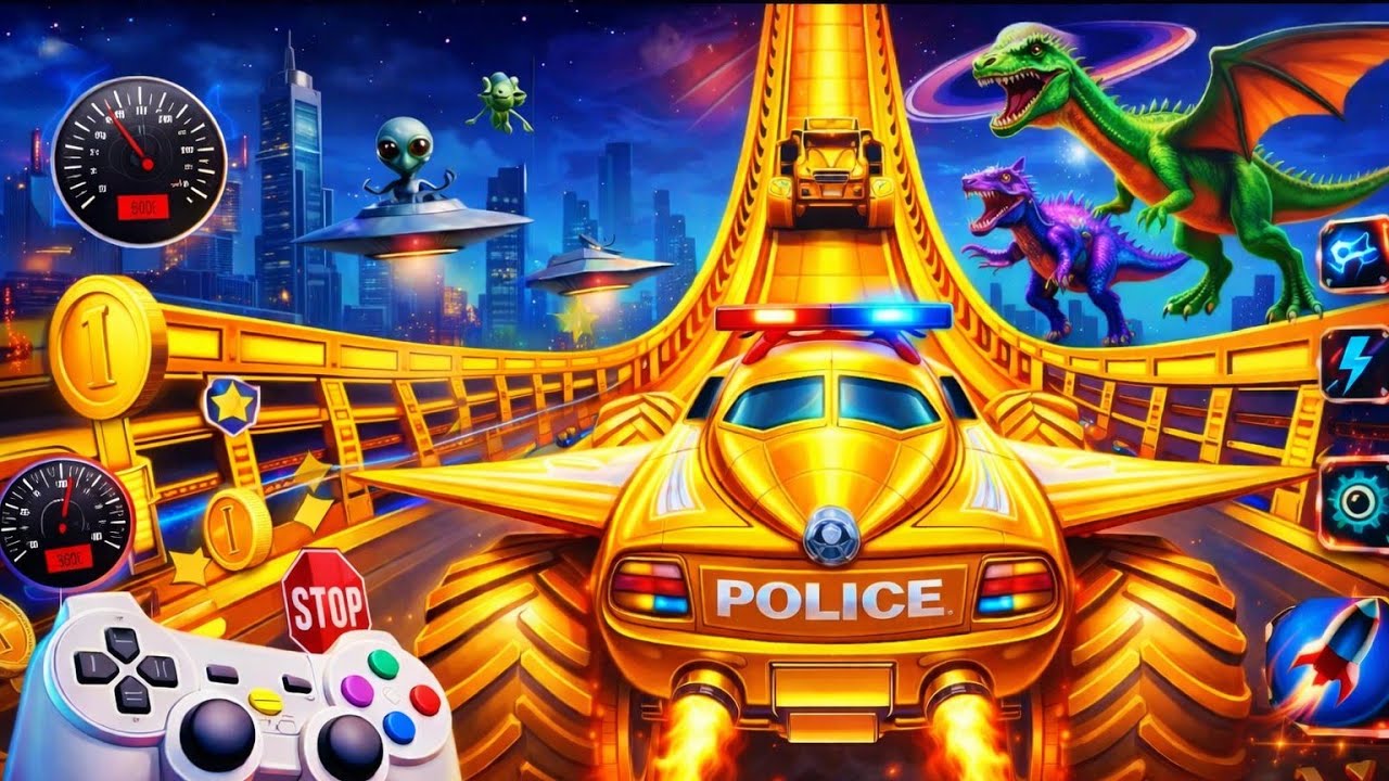 🚨 Monster Truck Mega Ramp Extreme Racing Mega Ramp Extreme Stunts 💥 Insane Crash Stunts (Part 1)