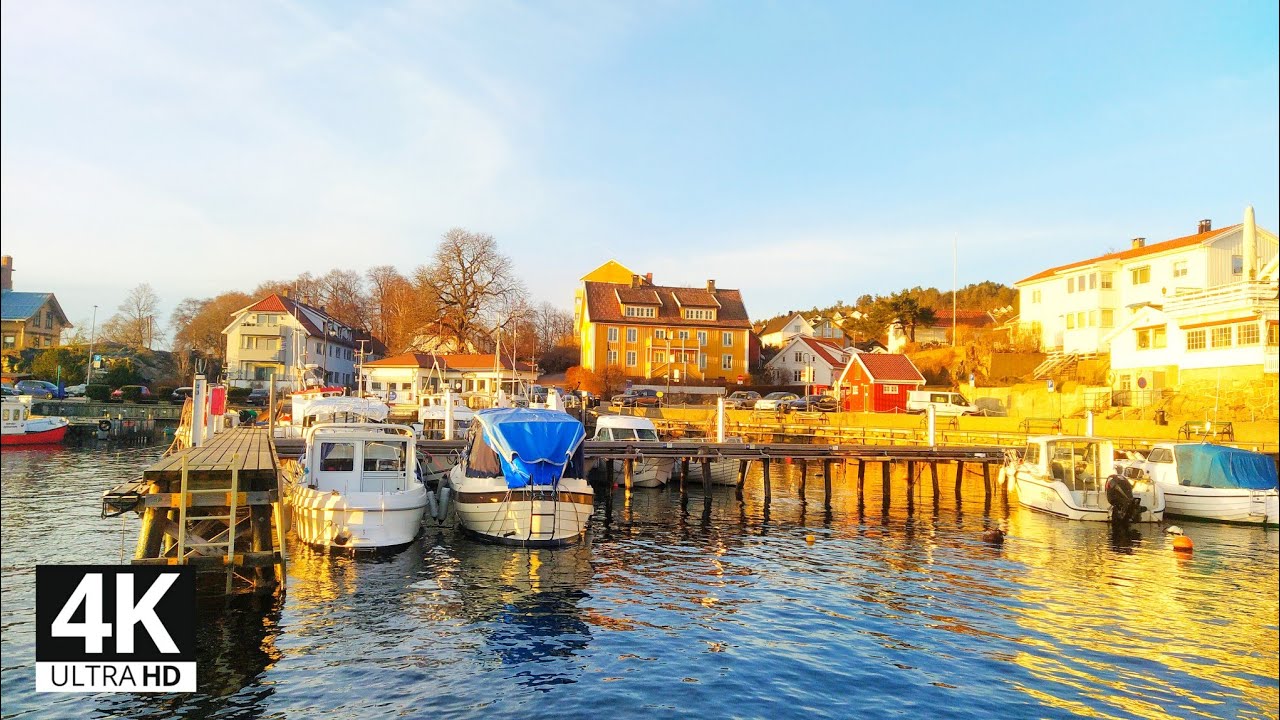 Tranquility At The Dr&oslash;bak Marina NORWAY _ Spring Sunset, Binaural Sea Sounds l 4k