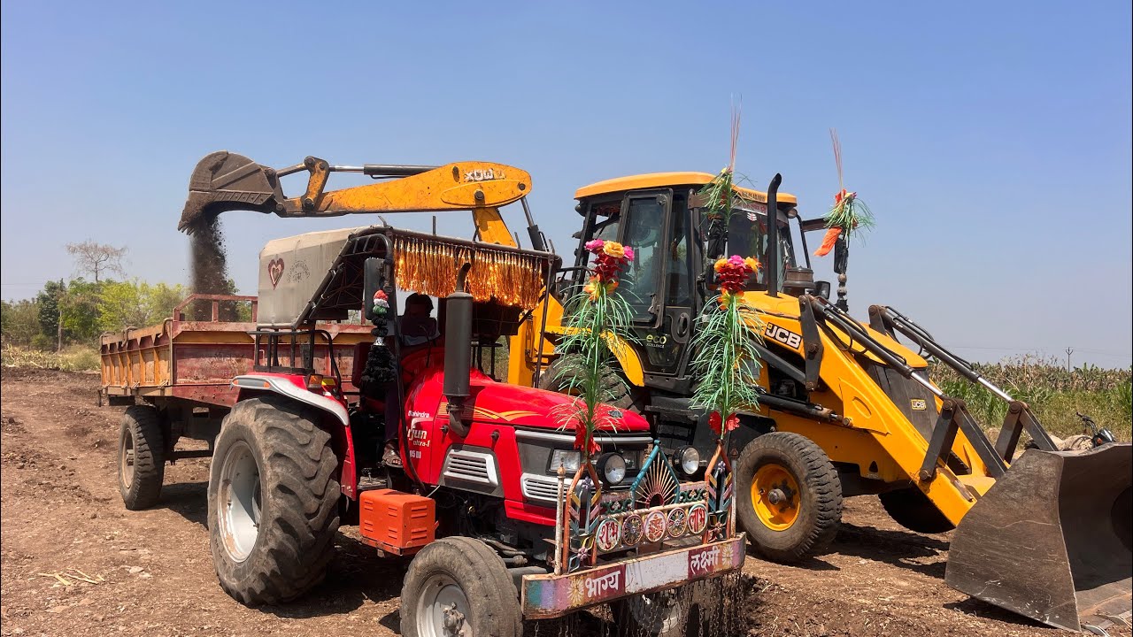 Jcb 3dx Backhoe Going To Mud Loading Trolley In Swaraj & Mahindra Tractor l