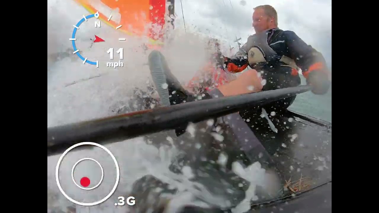 Had to share 🤣 wife wasn’t impressed with her first “nose dive” on the family Hobie 15