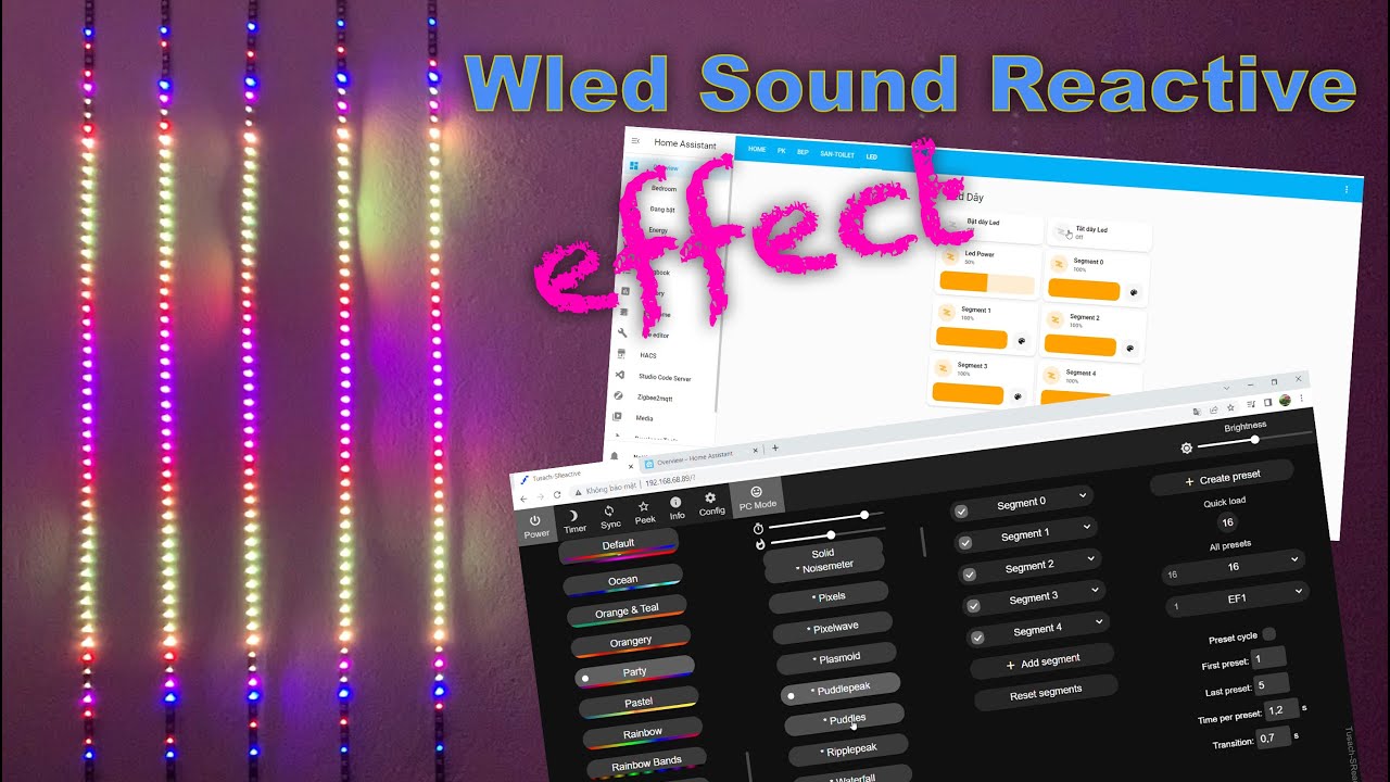 Wled Sound Reactive - ESP8266 - MAX4466 test Effect