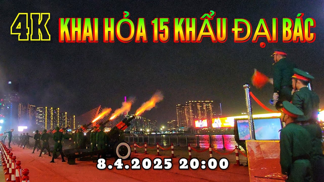 Khai hỏa 15 khẩu đại bác 105 ly ở Bến Bạch Đằng kỷ niệm 50 năm thống nhất đất nước
