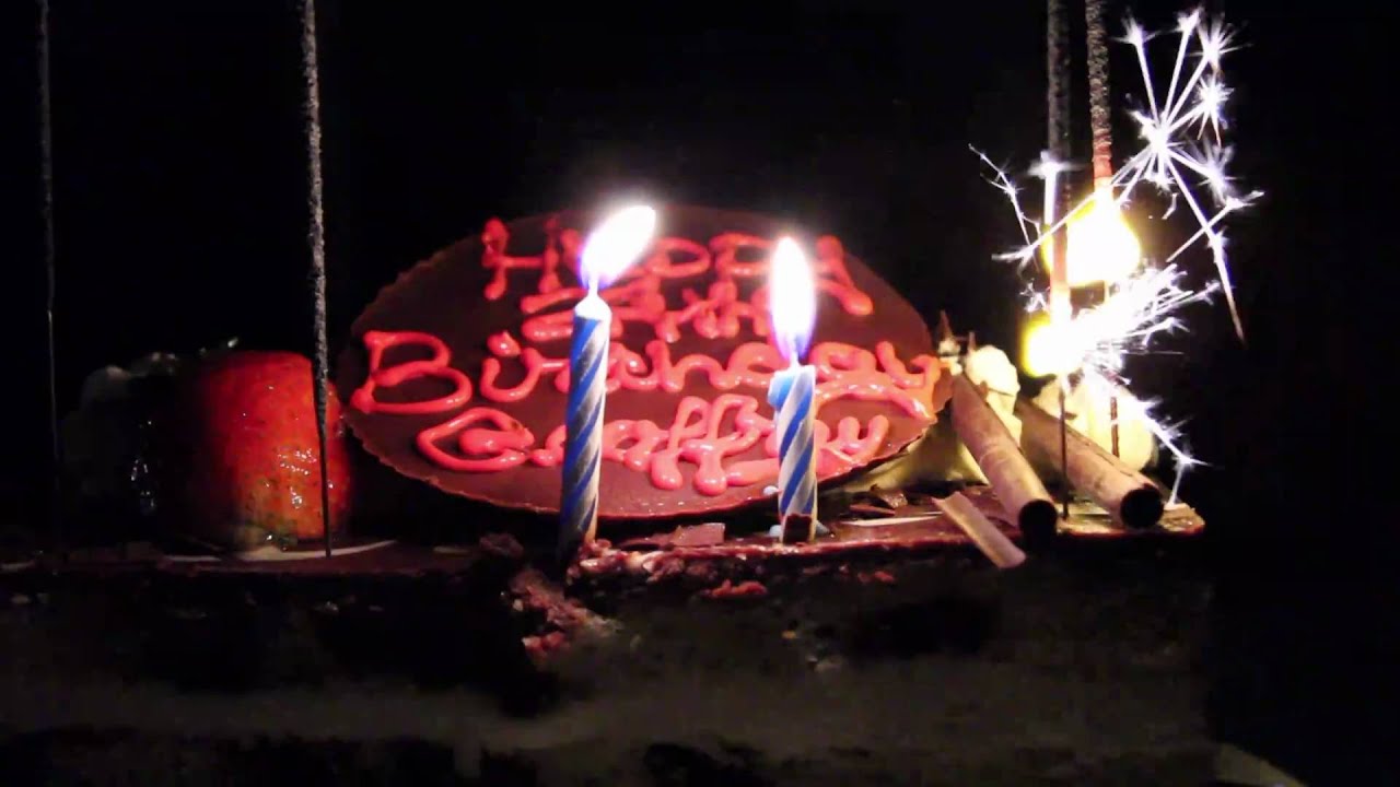 Turning 29 years old - Birthday Cake with Sparklers and Candles
