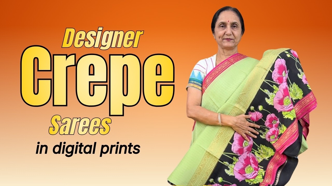 Designer crepe sarees in digital prints by Anitha Reddy \\ Trends block prints \\