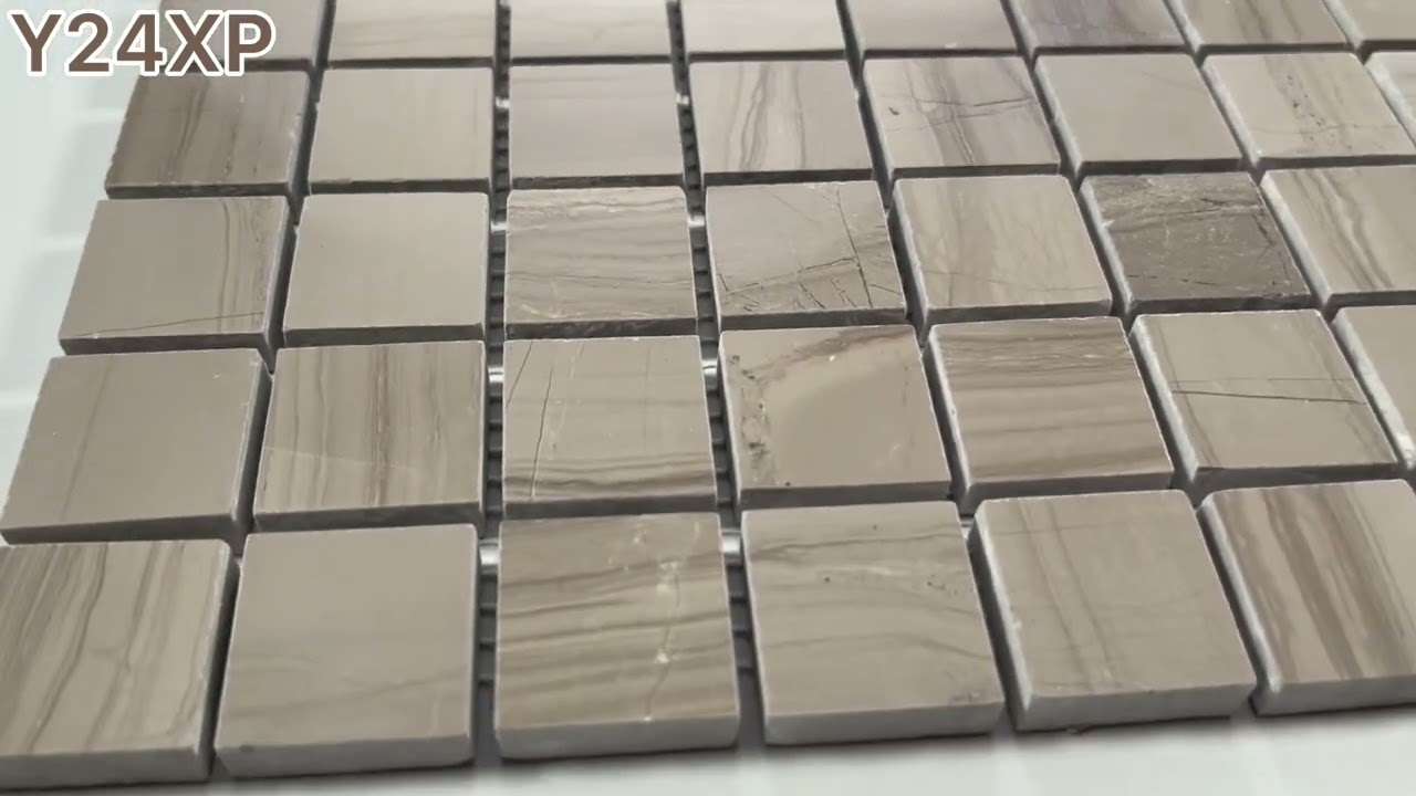 Marble Online - Athens Grey Wood Grain Marble 1x1 Square Mosaic Tile Polished