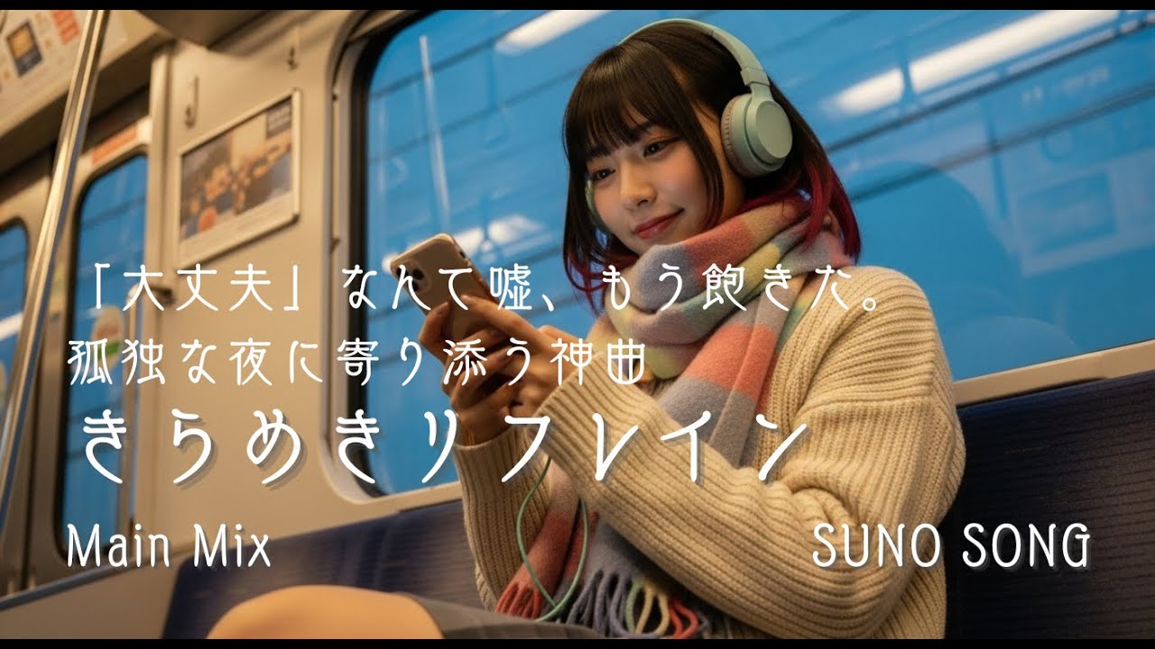 【J-POP】「大丈夫」なんて嘘、孤独な夜に寄り添う曲『きらめきリフレイン』Suno AI [Main Mix]