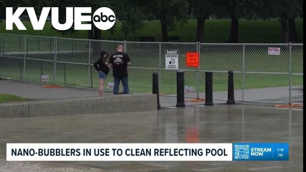Crews using nano-bubblers to clean reflecting pool near Lincoln Memorial