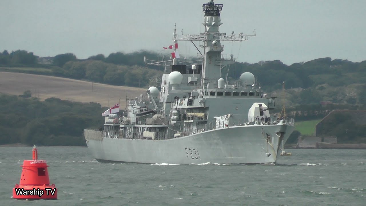 HMS ARGYLL F231 DEPARTS DEVONPORT NAVAL BASE AND PASSES ROYAL WILLIAM YARD, STONEHOUSE 17-8-21