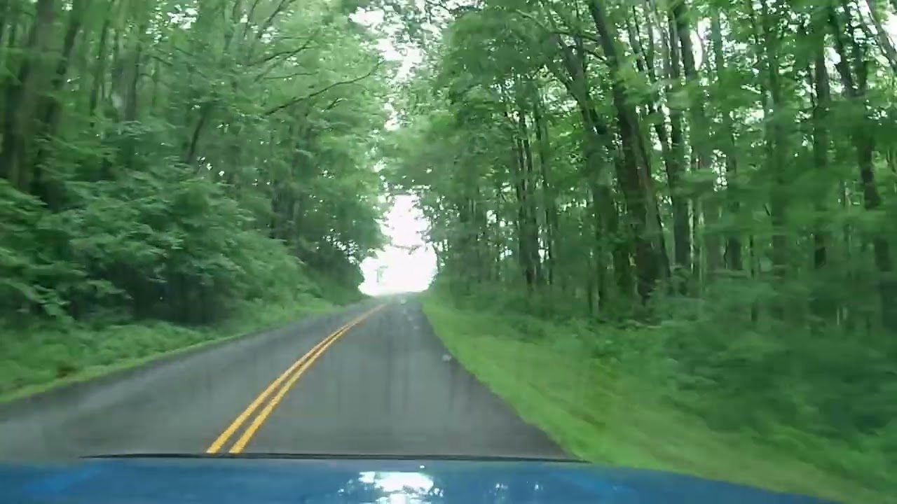 Driving the Blue Ridge Parkway in Virginia.  Mile 28 to Mile 62