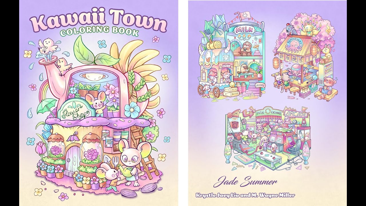 Kawaii Town: Coloring Book with Cute Animals, Tiny Buildings, and Playful Scenes Flip Through