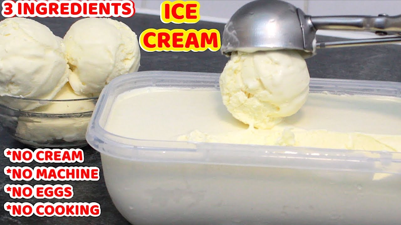 HOMEMADE VANILLA ICE CREAM RECIPE | WITH JUST 3 INGREDIENTS | NO CREAM