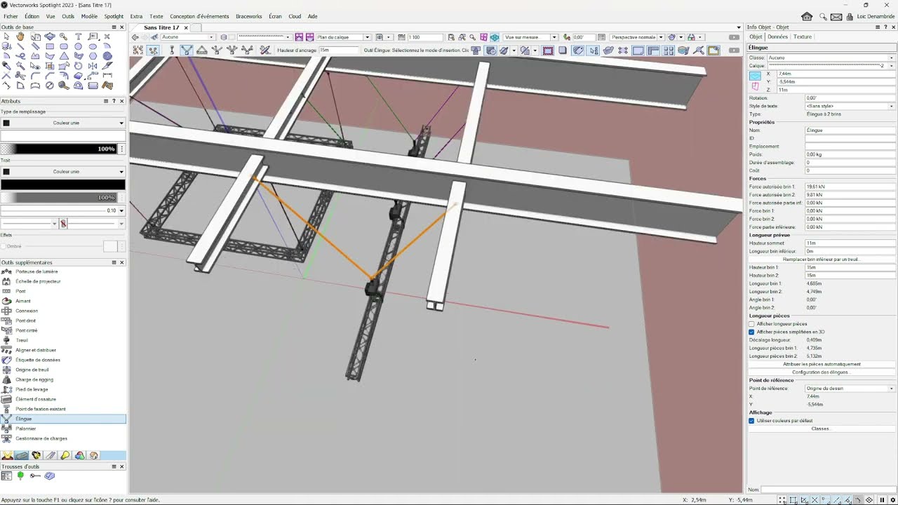 replace a Truss with hoists & bridle mode sling #Vectorworksmovies