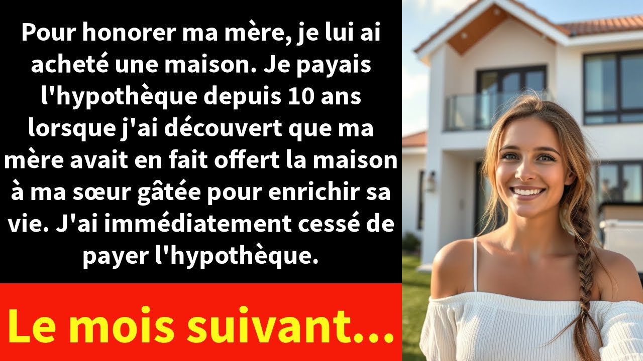 Pour honorer ma mère, je lui ai acheté une maison. Je payais l'hypothèque depuis 10 ans lorsque