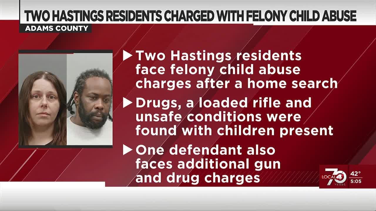 Two Hastings residents charged with felony child abuse in connected cases
