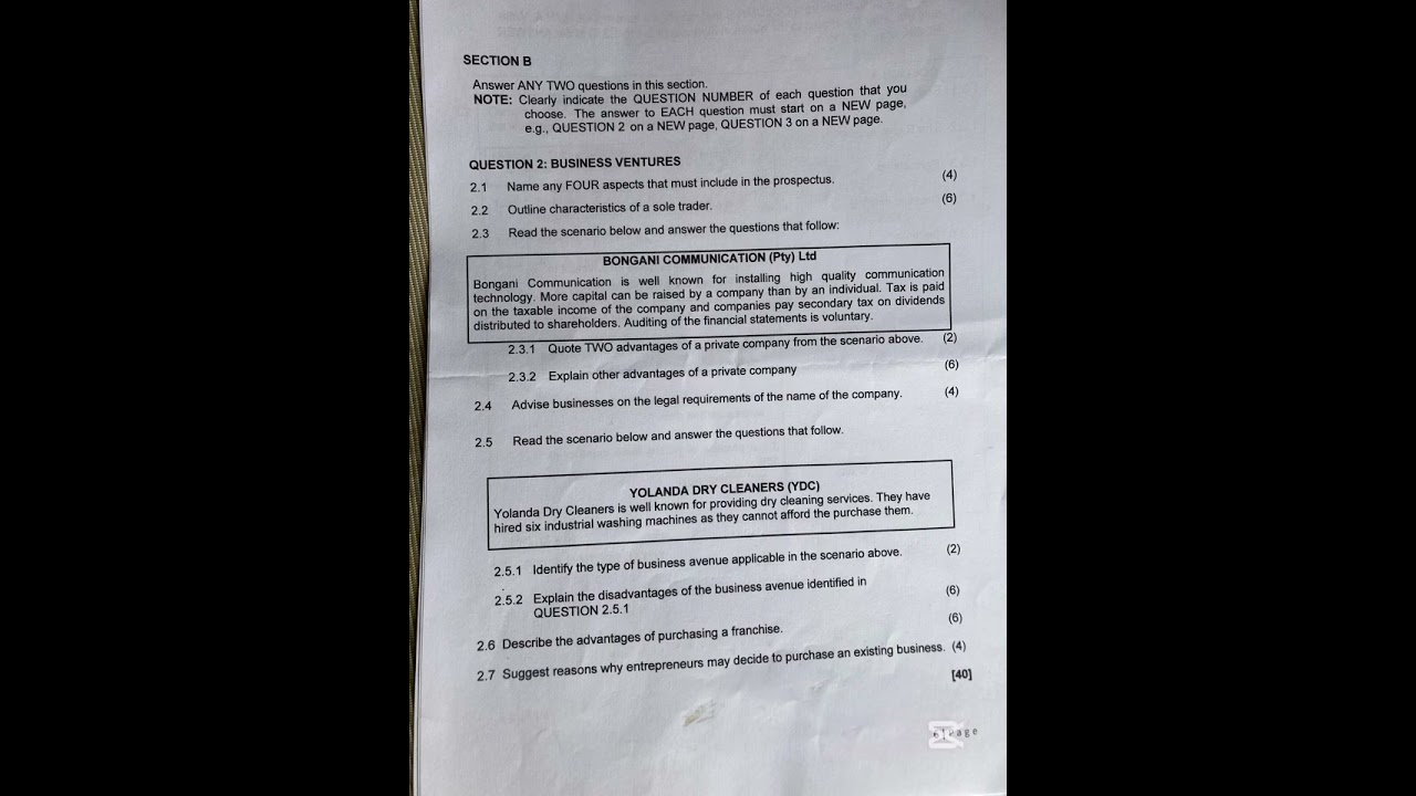 Business studies grade 11 paper 2 June exam 2025 