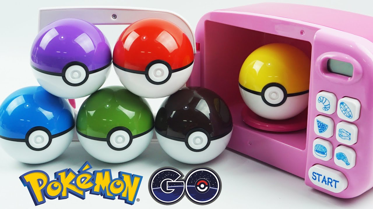 Learn Colors with Pokemon GO! Slime Clay Surprise Toys with Cooking Microwave Oven Playset
