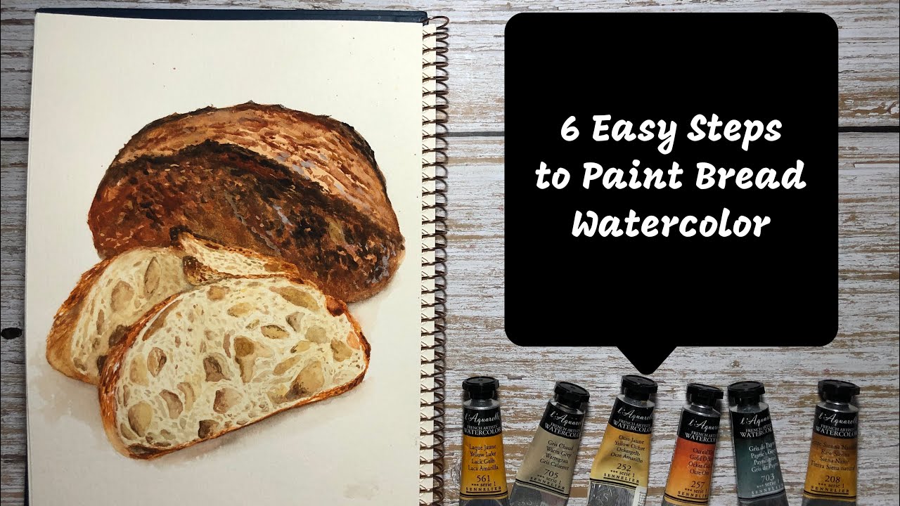 6 Easy Step to Paint Bread in Watercolor | Food illustrated #watercolor #watercolortutorial