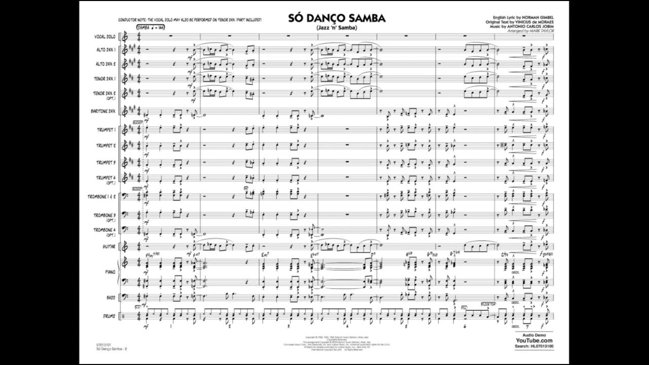 Só Danço Samba (Jazz 'n' Samba) arranged by Mark Taylor