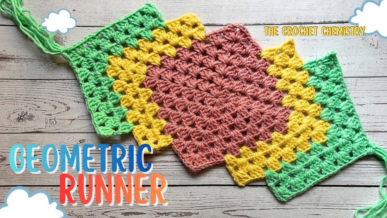 Granny Square Table Runner Crochet Pattern: Multi-Color Easy Geometric Design (Step-by-Step)
