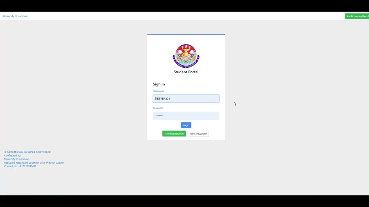 Examination form Filling Process on Samarth Portal Lucknow University