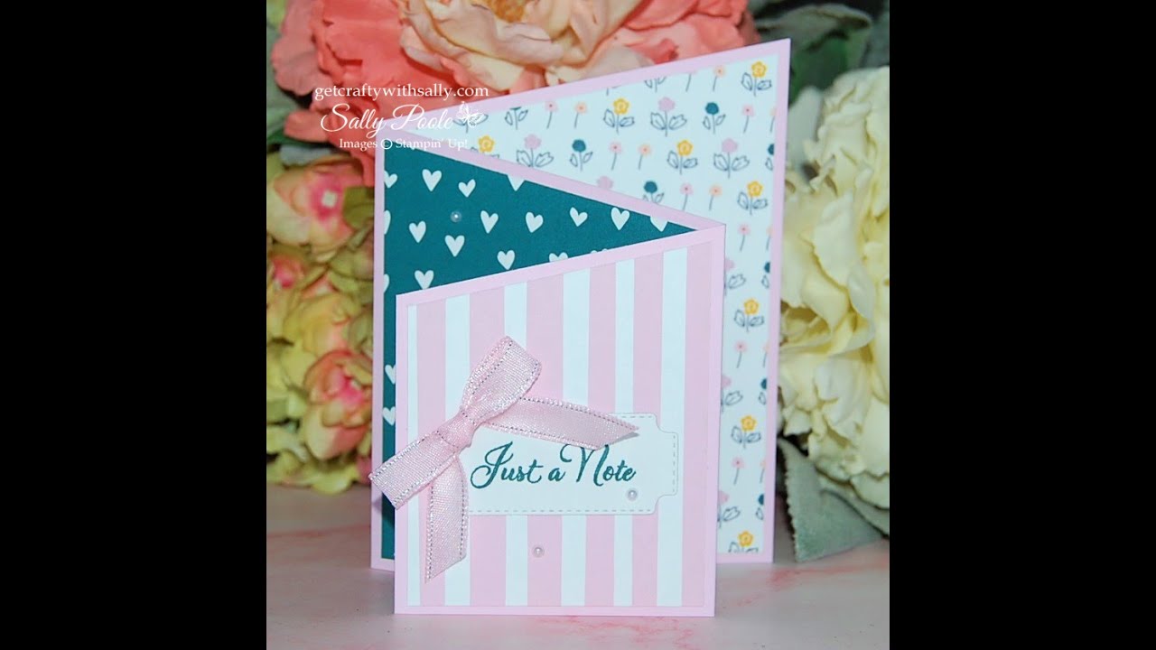 Stampin' Up! Delightfully Eclectic DSP on a Tri-Fold Angle Card Correction/Update