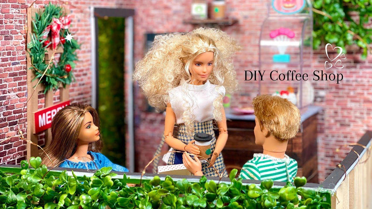 DIY Barbie Doll Coffee Shop! ☕️  Aesthetic Craft!🤎
