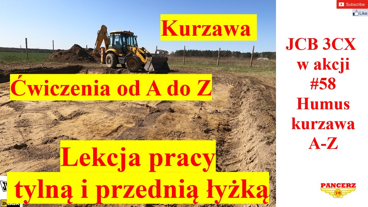 JCB 3CX w akcji. #58 Zdjęcie humusu. Lekcja pracy przednią i tylną łyżką.  Skarpowanie. Kurzawa