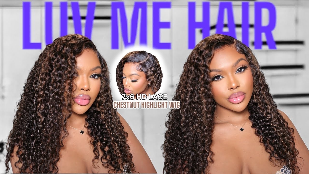 CHESTNUT BROWN 7x6 CURLY 20INCH WIG INSTALL, NEW WIG IN MINUTES - LuvmeHair