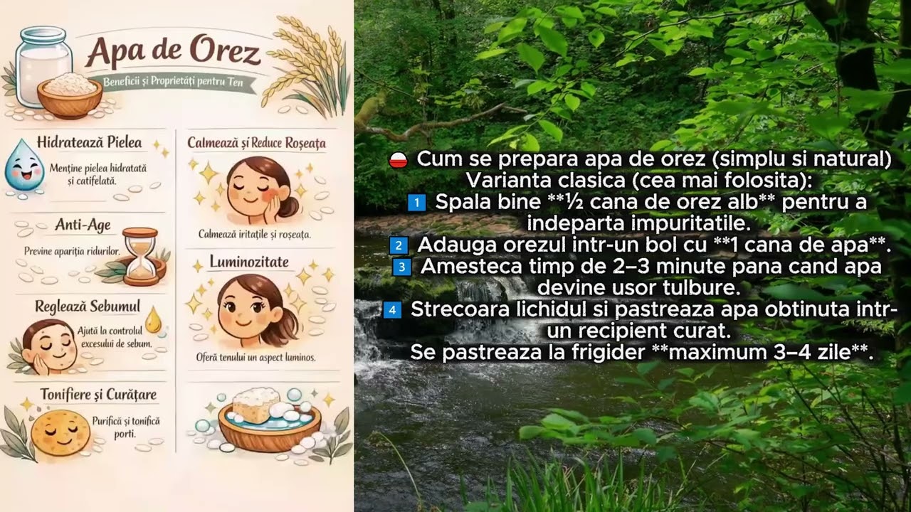 🌾 Apa de orez – secret natural pentru un ten frumos