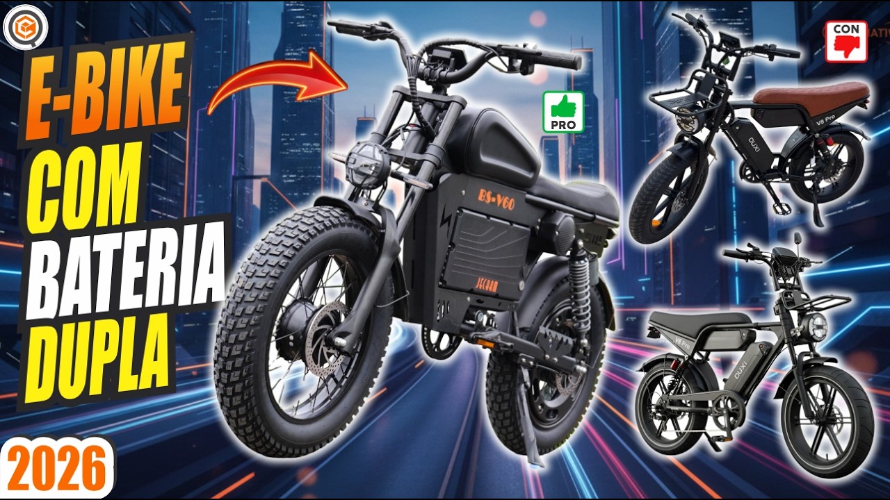 E-Bikes com Bateria Dupla 2026: TOP 3 de Alta Autonomia