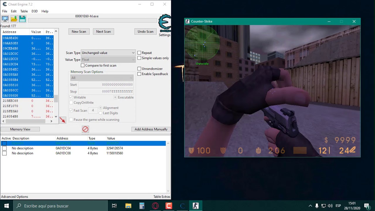 Find coordinates X-Y-Z with Cheat Engine