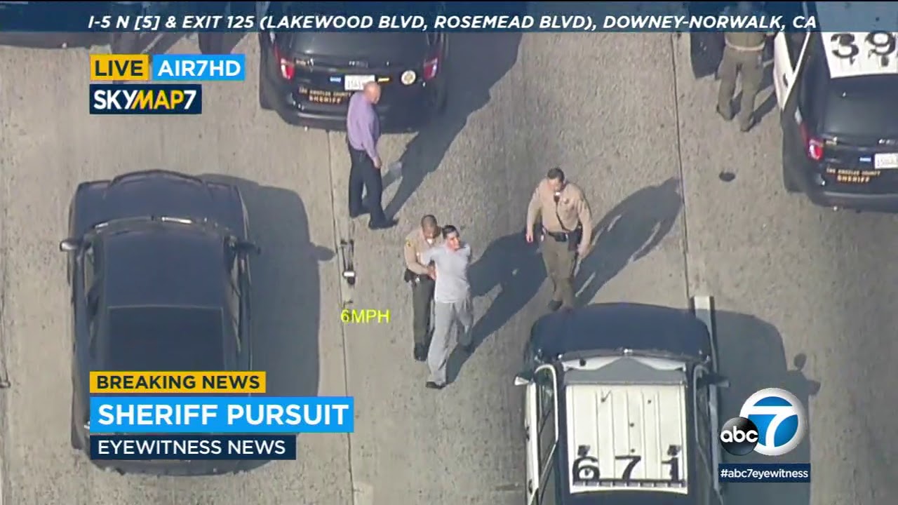 Pursuit involving multiple suspects end with PIT maneuver near Norwalk | ABC7