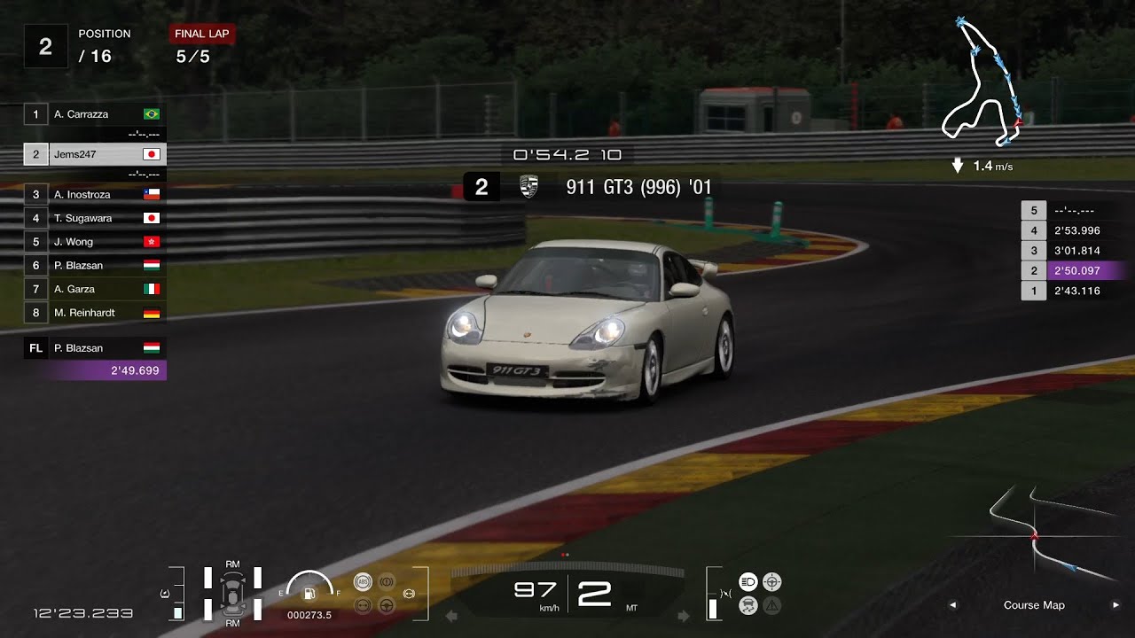 【GT7】Weekly Challenges：ポルシェカップ：スパ：フランコルシャン：911GT3（996）'01