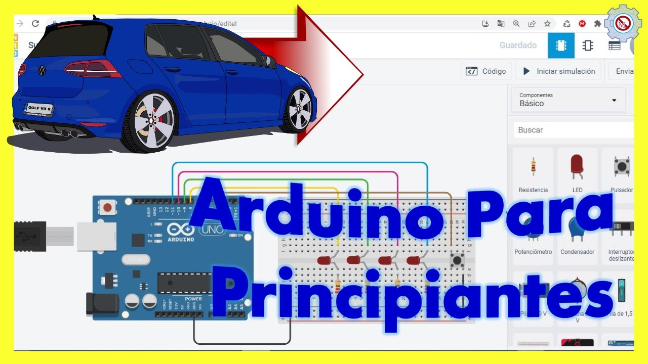 ✅ Proyectos de Arduino para Principiantes desde Cero - Arduino + TINKERCAD | Direccionales de Auto 🚗