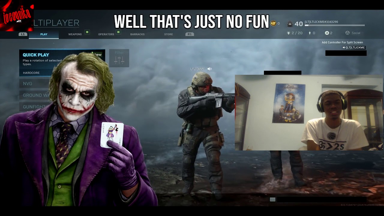 INCOG REACTS LT LICKME THE JOKER VOICE TROLLING ON CALL OF DUTY  MODERN WARFARE