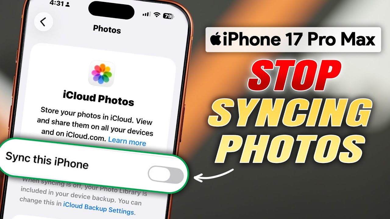 Остановить синхронизацию фотографий iCloud на iPhone 17 Pro Max [как отключить]