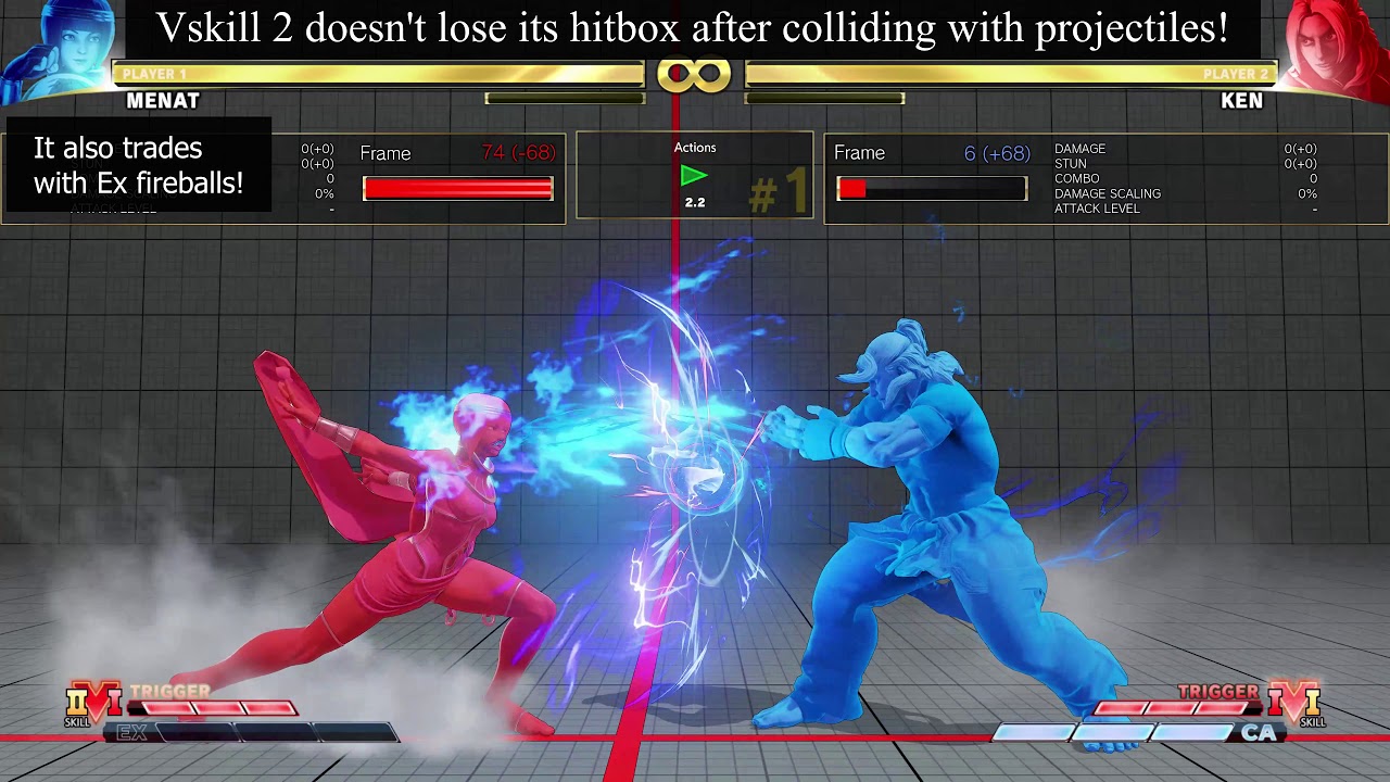 Street Fighter V: Arcade Editon Menat Vskill 2 Fireball Interactions