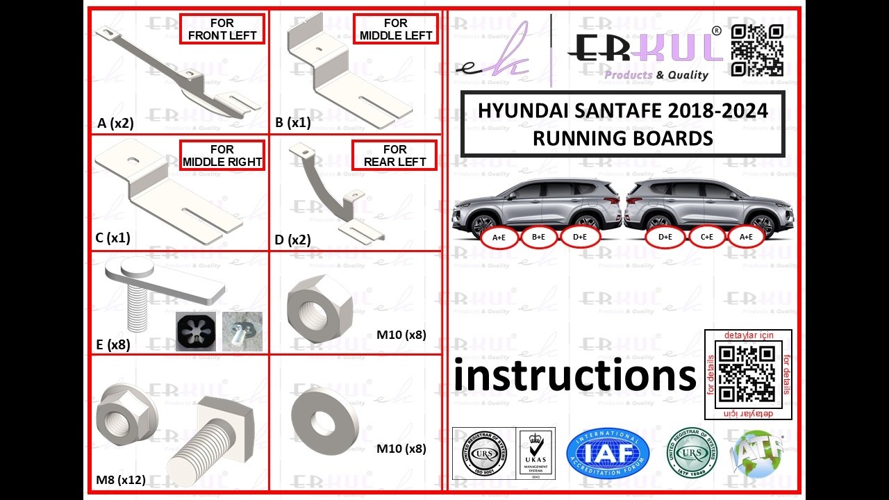 hyundai santa-fe 2019+ running boards installation / yan basamak montajı