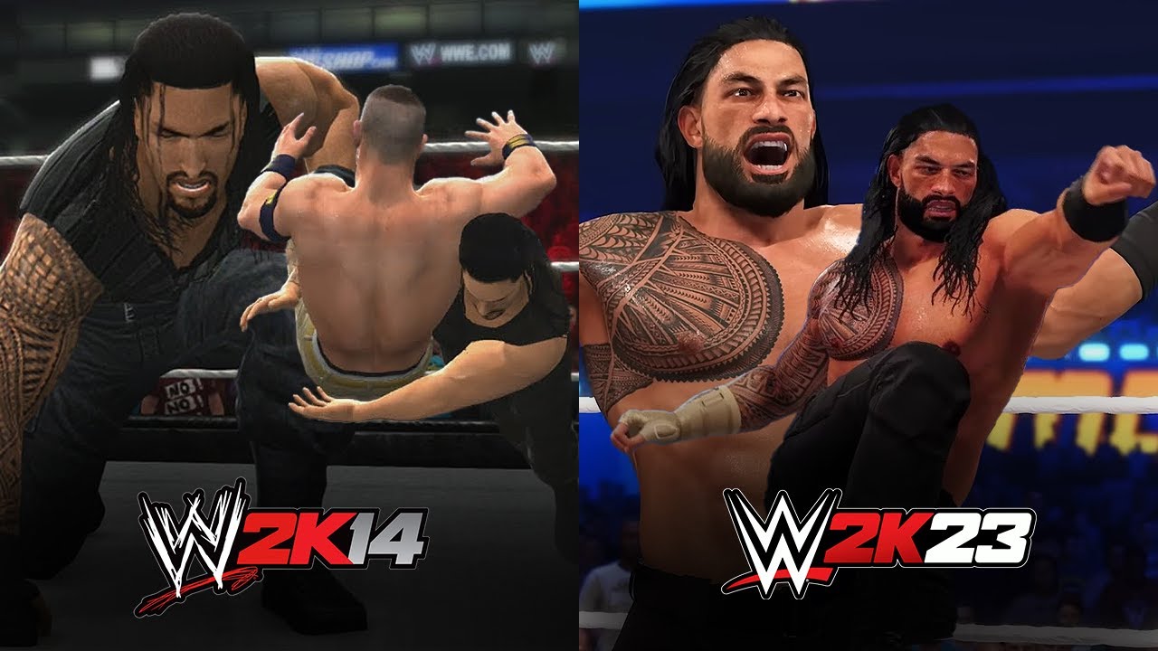 Roman Reigns Spear & Superman Punch Evolution in WWE Games