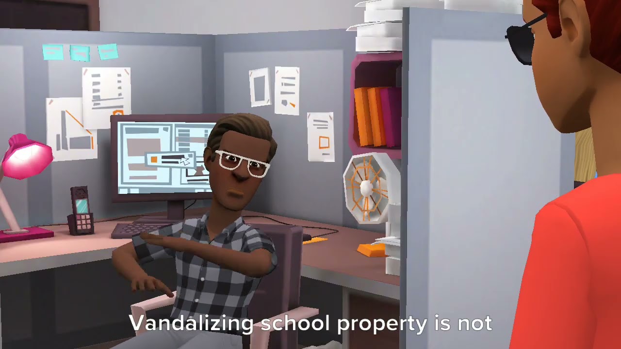 Carlos vandalizes school property/grounded