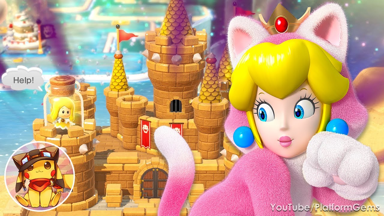 Super Mario 3D World - Все замки с Принцессой Пич [HD]
