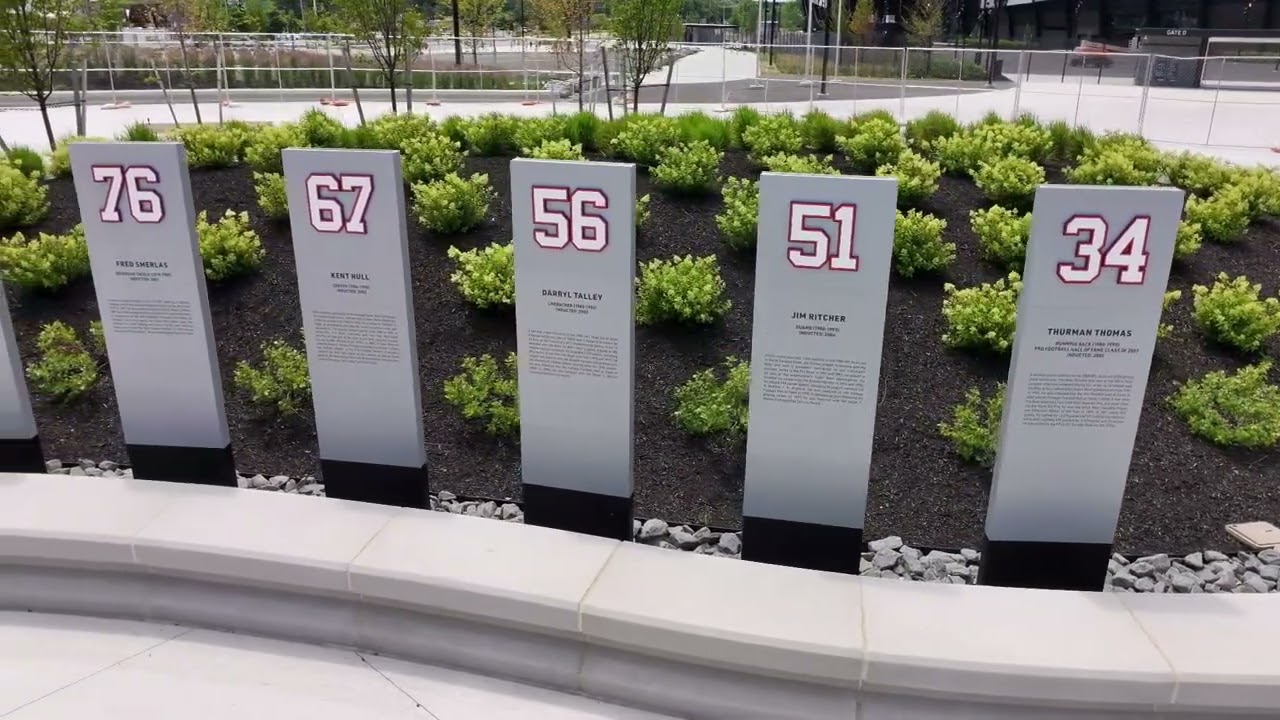 Highmark stadium wall of fame stones drone video