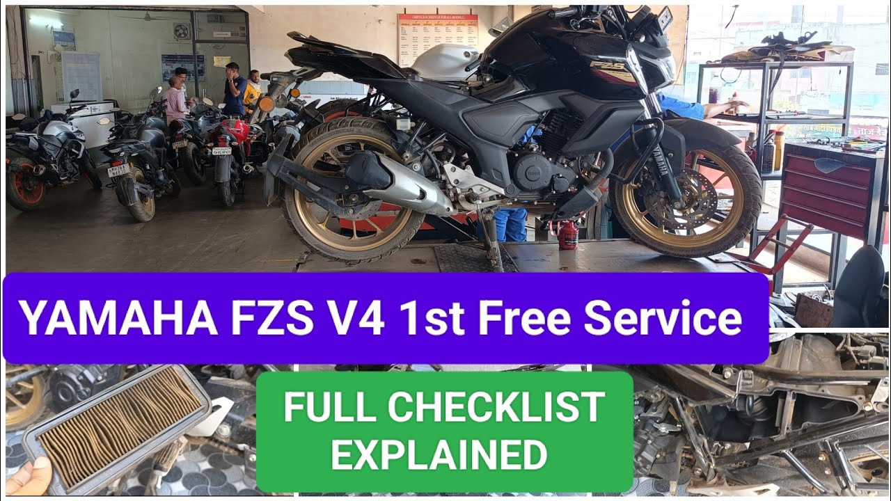 Yamaha fzs V4 1st free Service l Cost l full detailed video l Service Center l Experience l Review