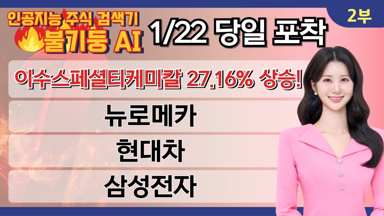 윤정두 대표의 '불기둥AI' 종목검색기 당일 포착 종목 #이수스페셜티케미칼 #뉴로메카 #현대차 #삼성전자 [26.01.22 윤정두의 주식투시경 시즌9 2부]